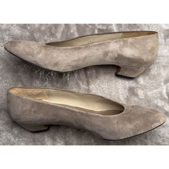Evan Picone Vintage Tan Suede Leather Kitten Heels Pointed Toe Womens Size 7.5 - Picture 4 of 16